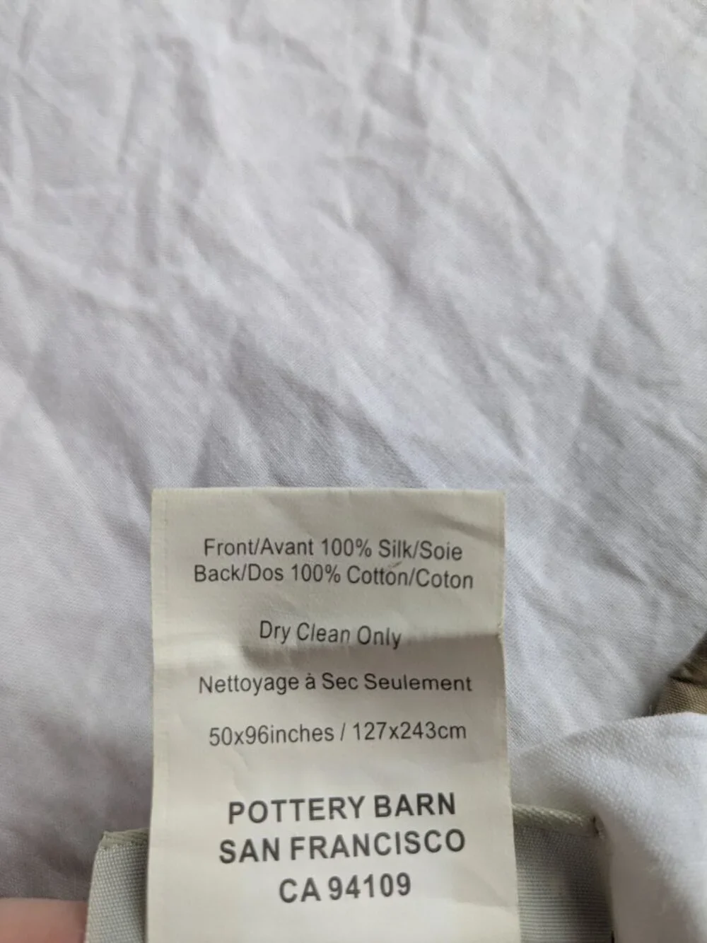 Pair of Pottery Barn Gold Silk Dupioni Lined Curtain Panels Flawed Marked 50x96